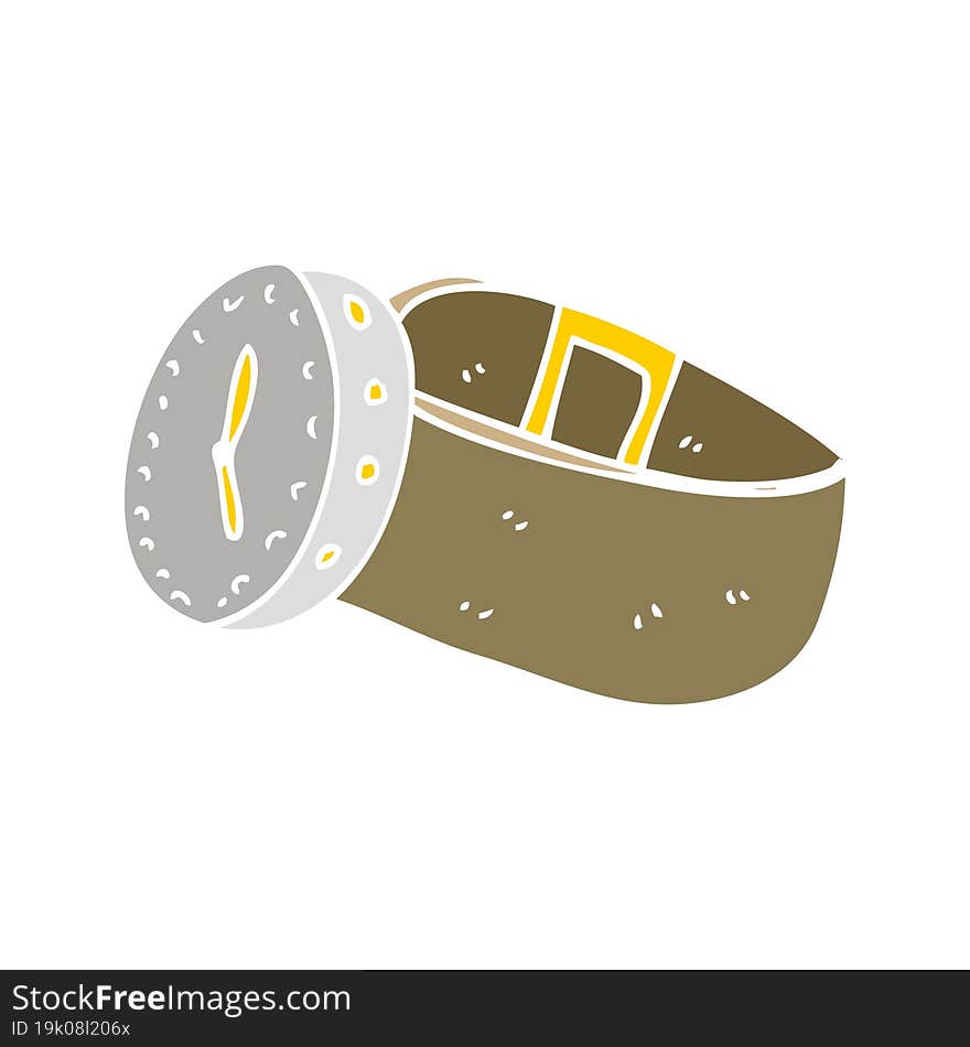 flat color illustration of a cartoon wrist watch