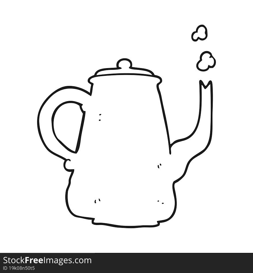 black and white cartoon coffee pot