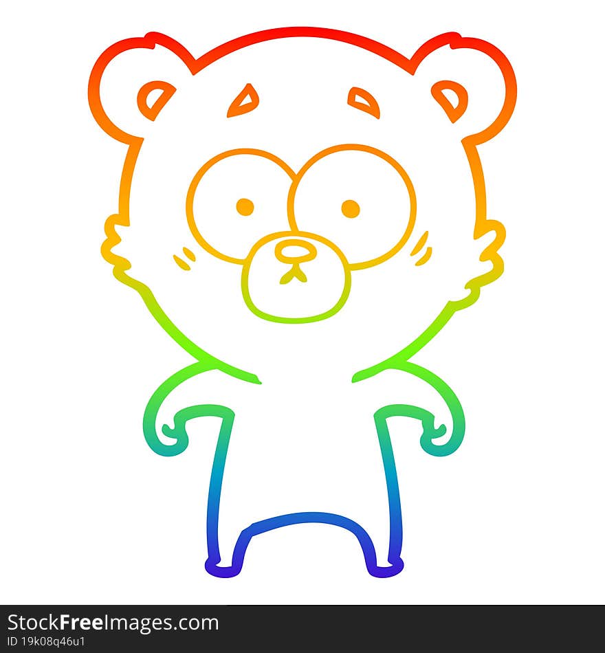 rainbow gradient line drawing surprised bear cartoon