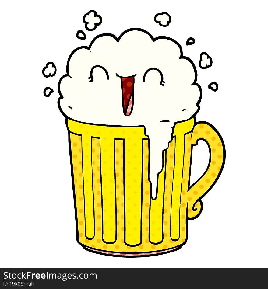 happy cartoon mug of beer. happy cartoon mug of beer