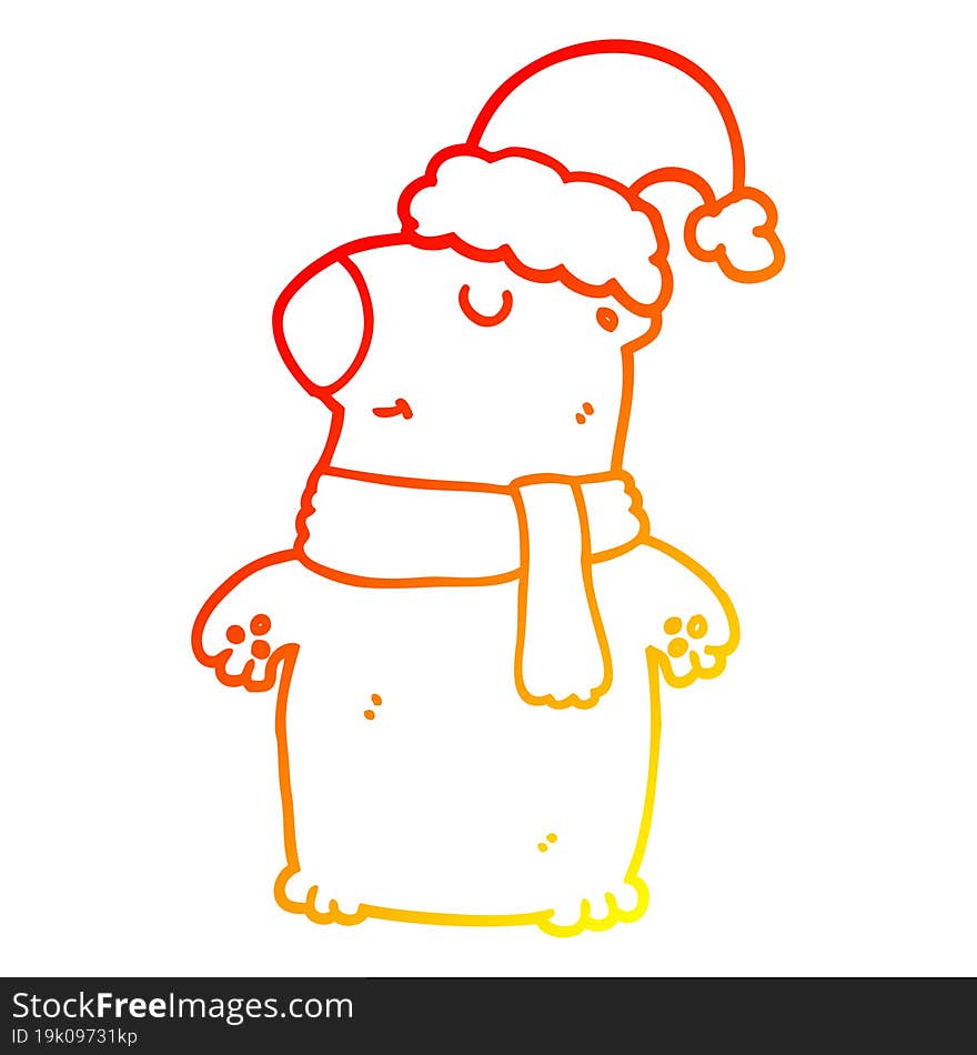 warm gradient line drawing cute cartoon christmas bear