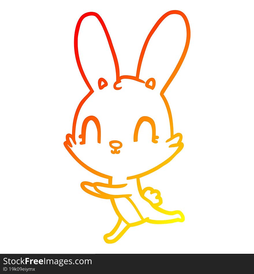 Warm Gradient Line Drawing Cute Cartoon Rabbit