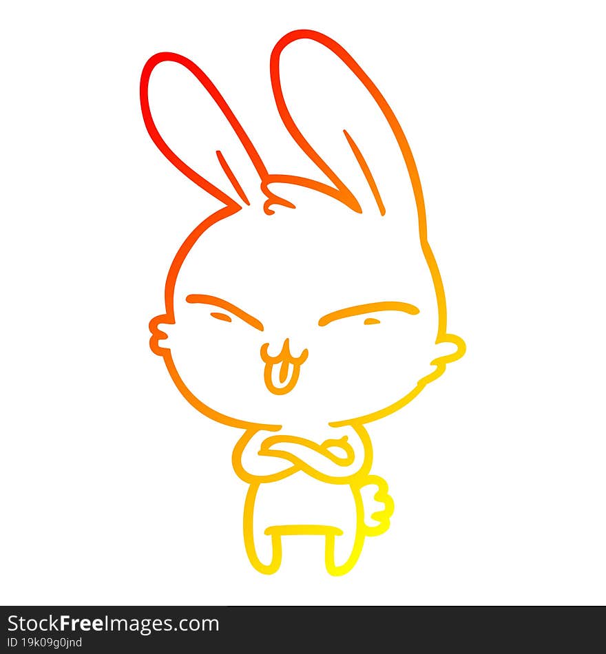 Warm Gradient Line Drawing Cute Cartoon Rabbit