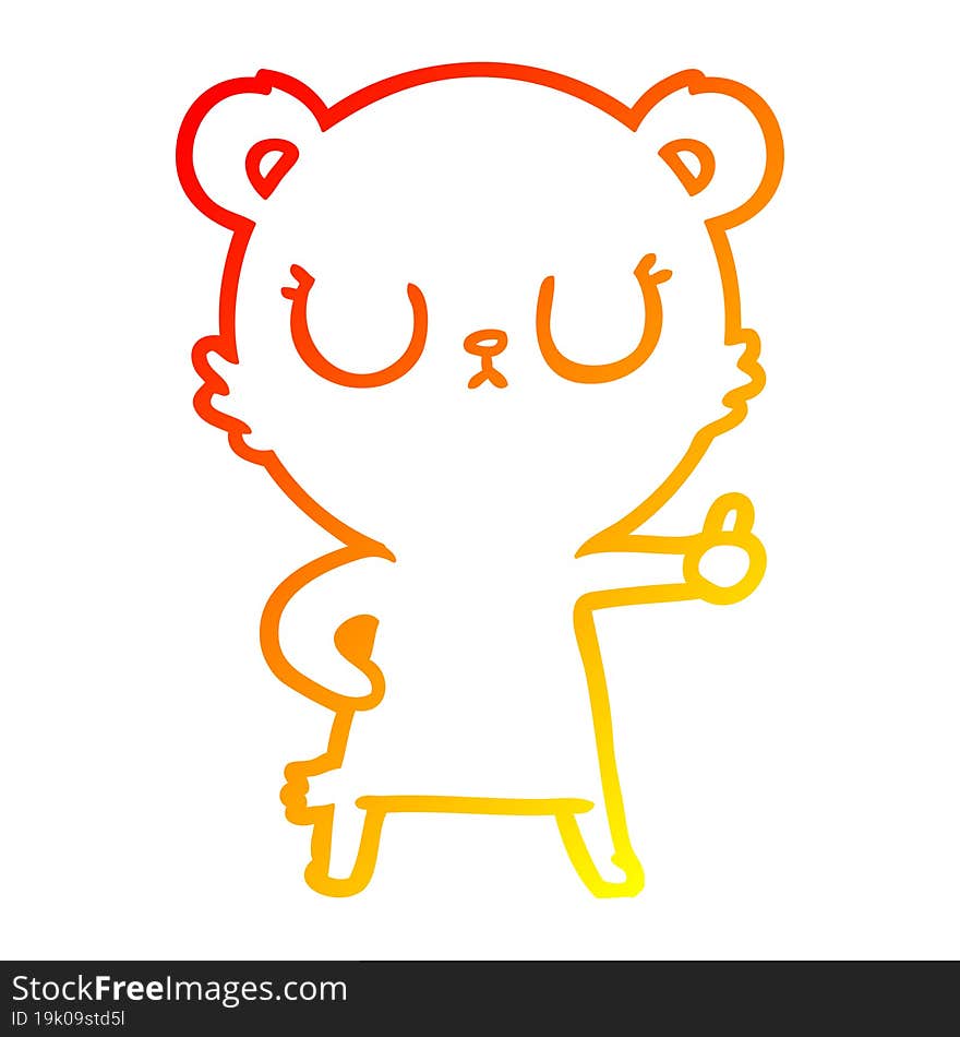 Warm Gradient Line Drawing Peaceful Cartoon Bear Cub