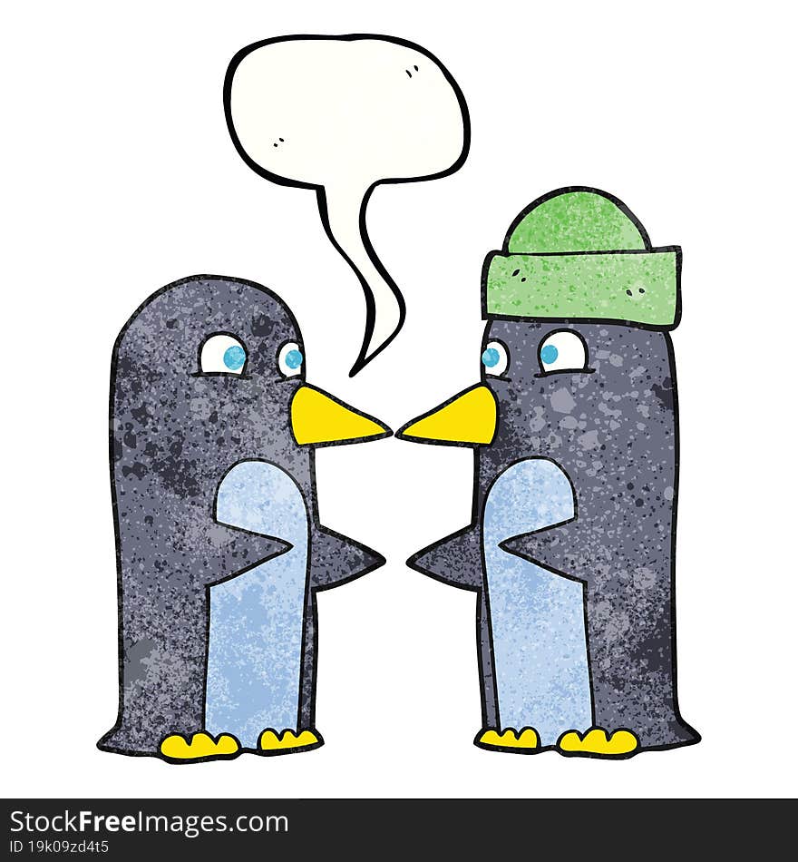 speech bubble textured cartoon penguins