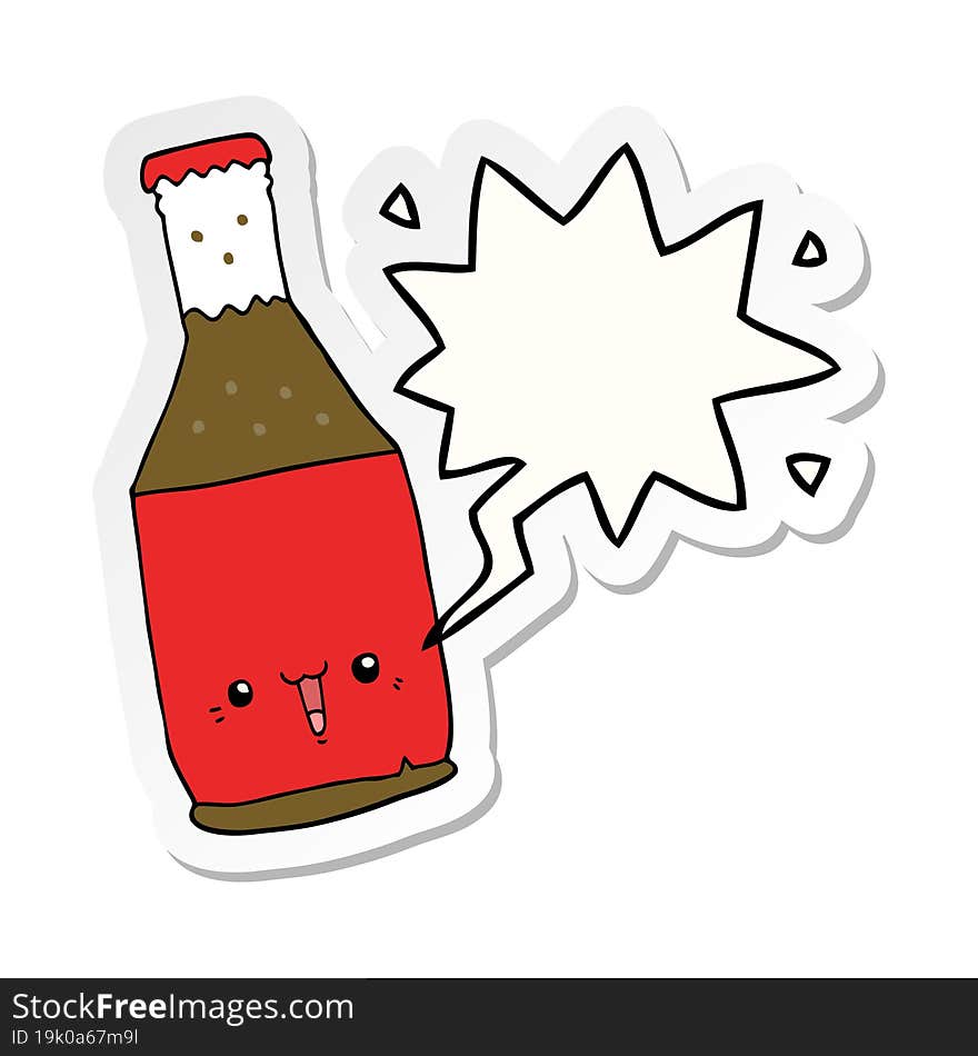 cartoon beer bottle with speech bubble sticker