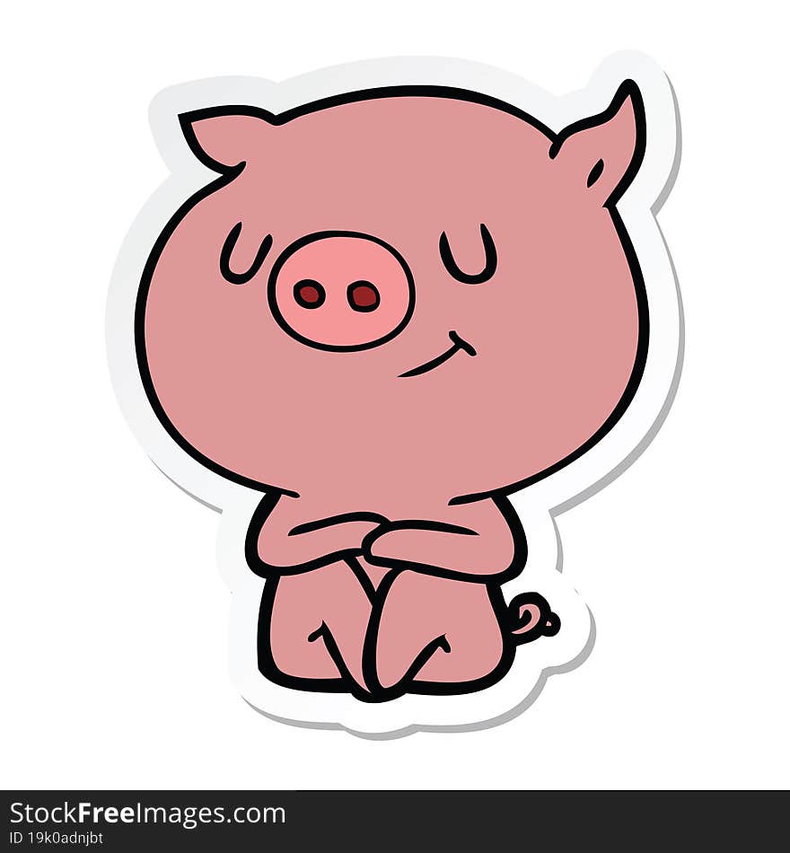 sticker of a happy cartoon pig