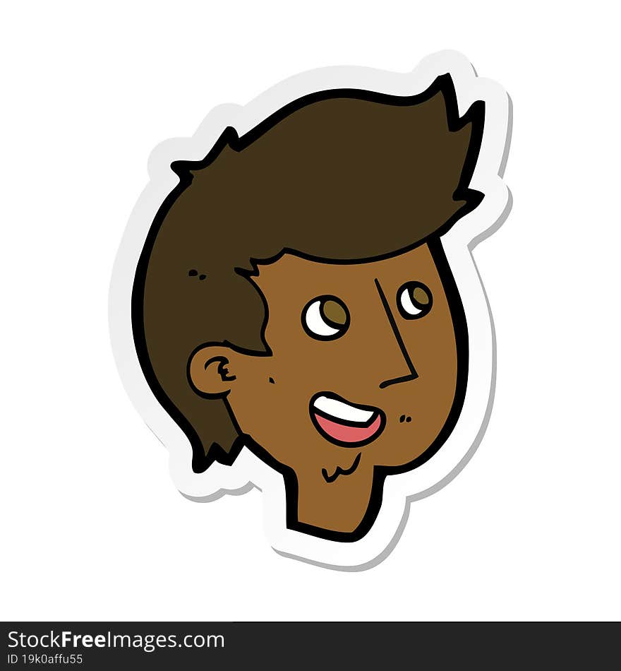 sticker of a cartoon happy boy face