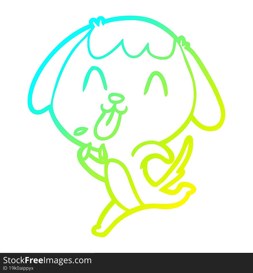 cold gradient line drawing of a cute cartoon dog