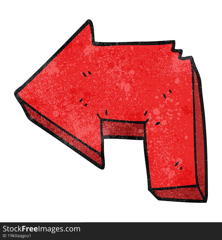 freehand textured cartoon direction arrow