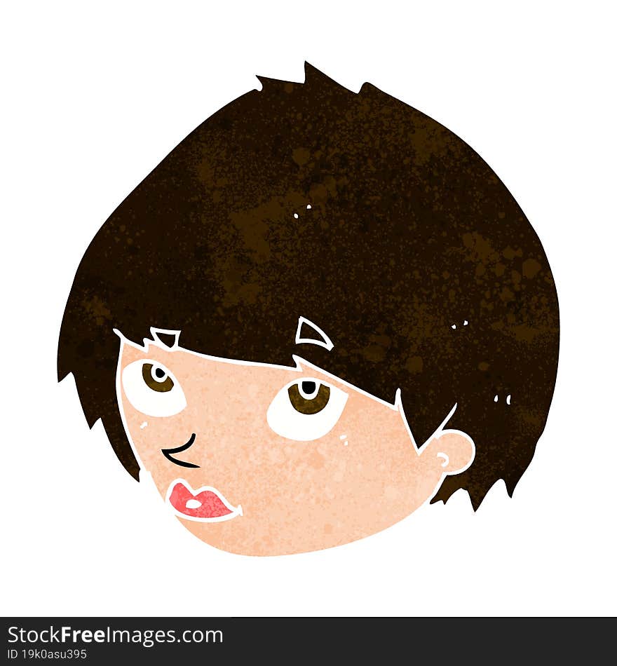 cartoon female face looking up