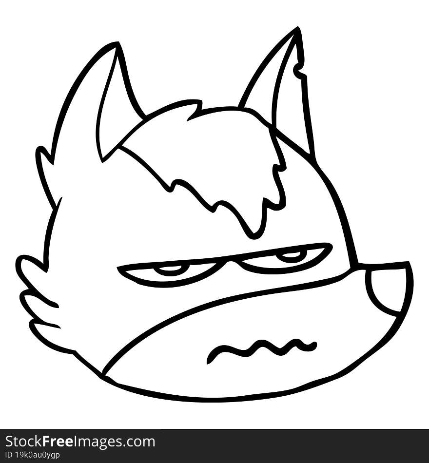 cartoon annoyed wolf face. cartoon annoyed wolf face