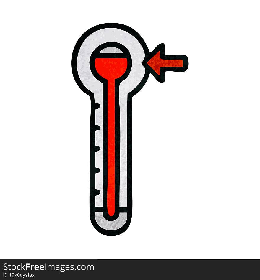 retro grunge texture cartoon hot thermometer