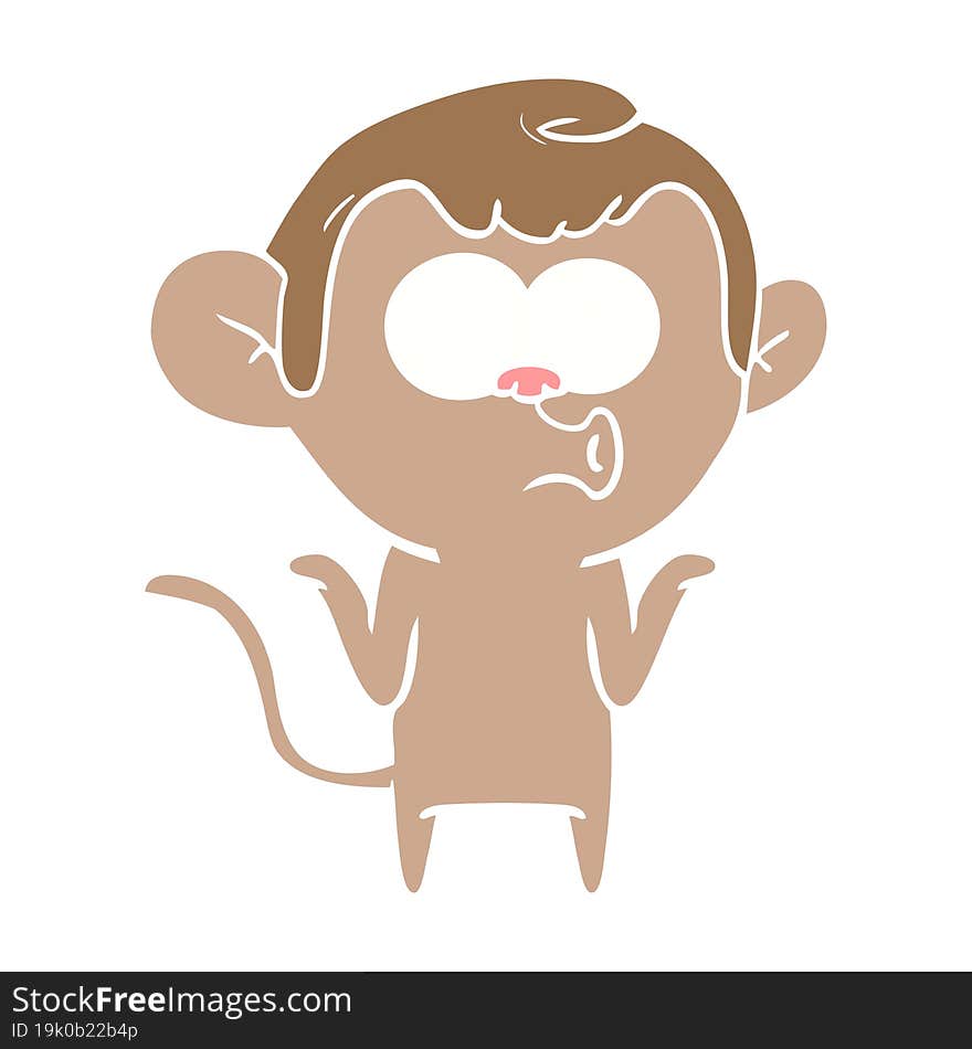 flat color style cartoon confused monkey