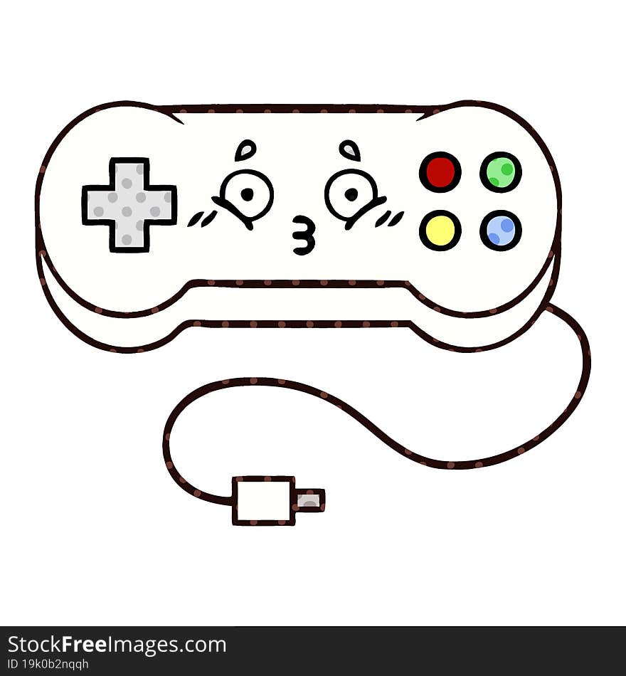 Comic Book Style Cartoon Game Controller