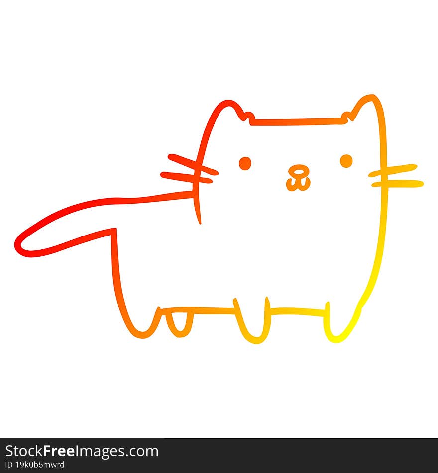 warm gradient line drawing of a Cartoon cat