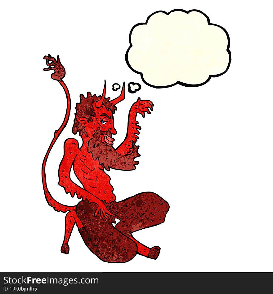 Cartoon Traditional Devil With Thought Bubble