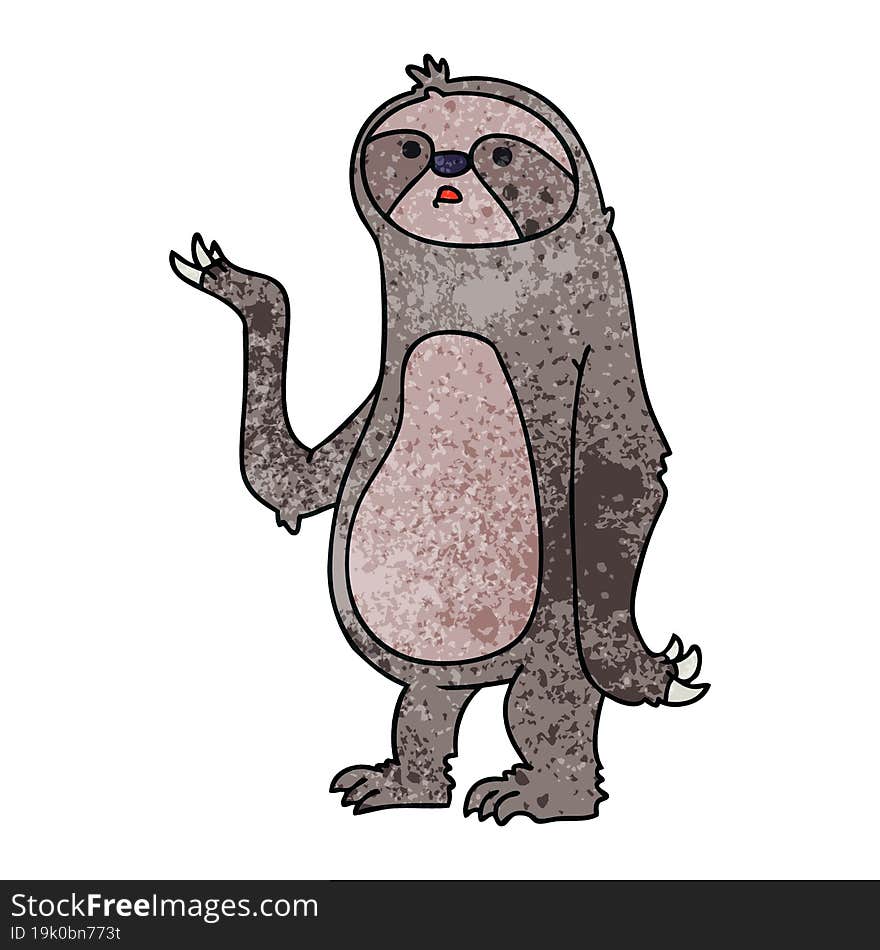 quirky hand drawn cartoon sloth