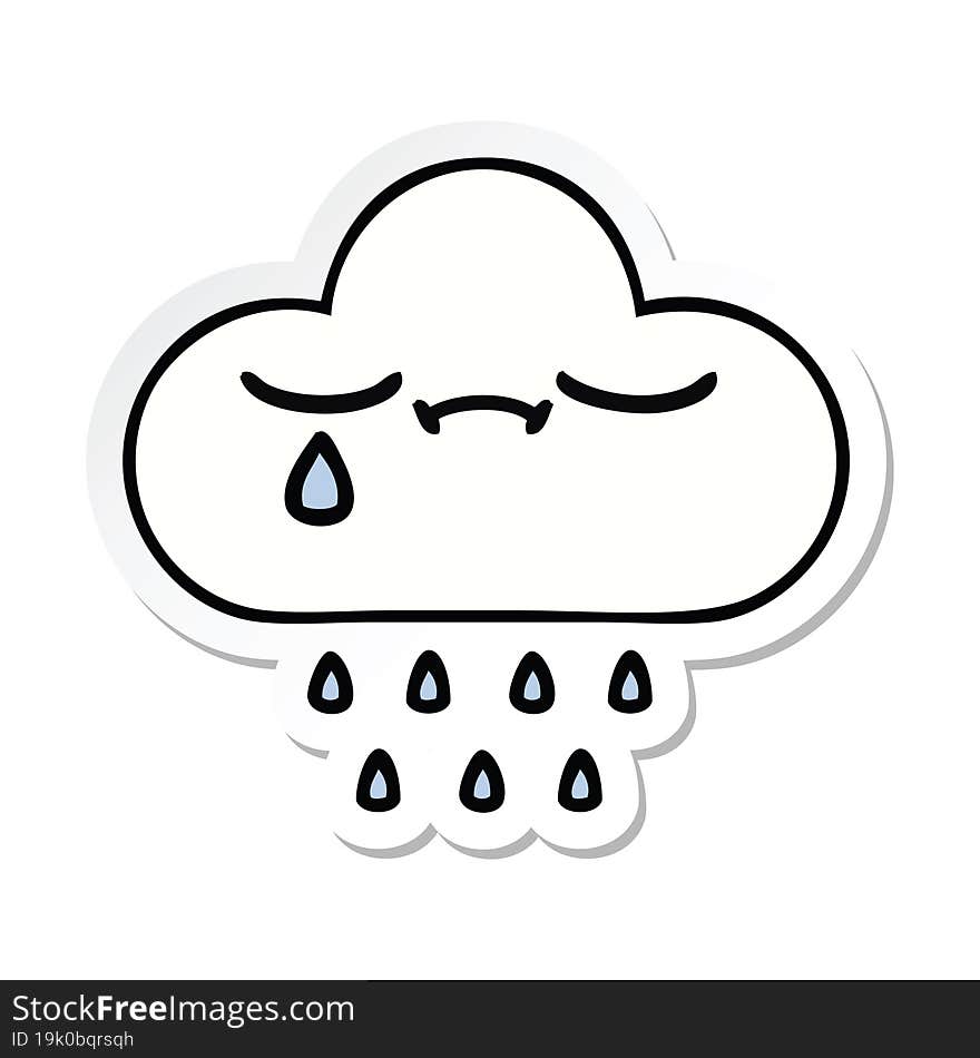 Sticker Of A Cute Cartoon Rain Cloud