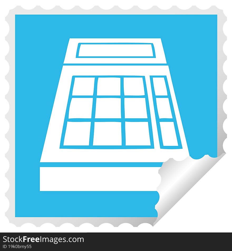 square peeling sticker cartoon of a school calculator