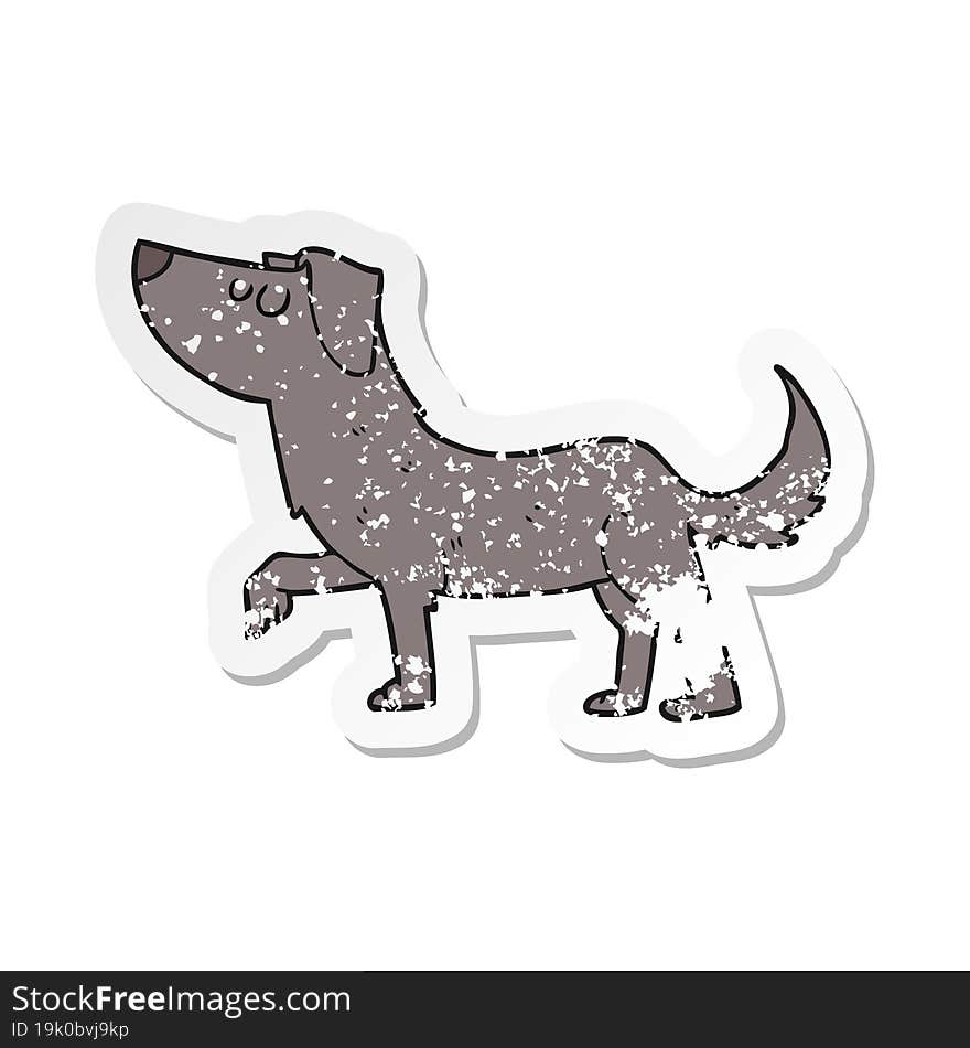 Retro Distressed Sticker Of A Cartoon Dog