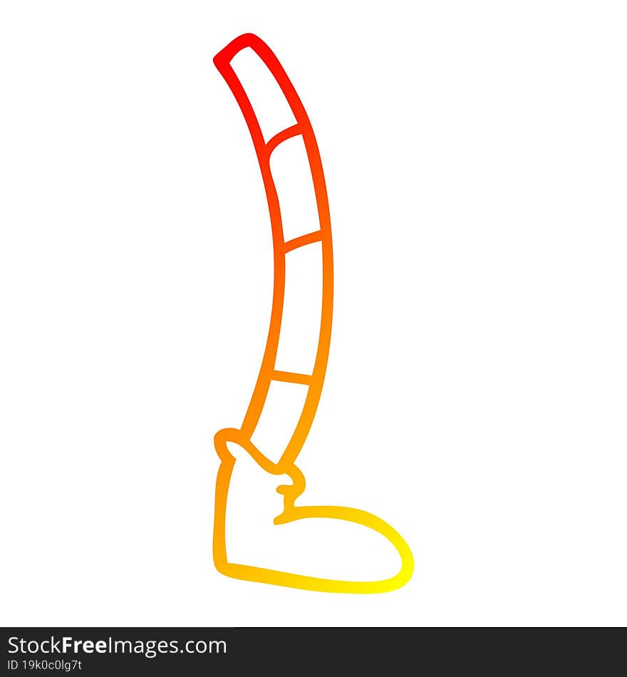 warm gradient line drawing of a cartoon retro leg