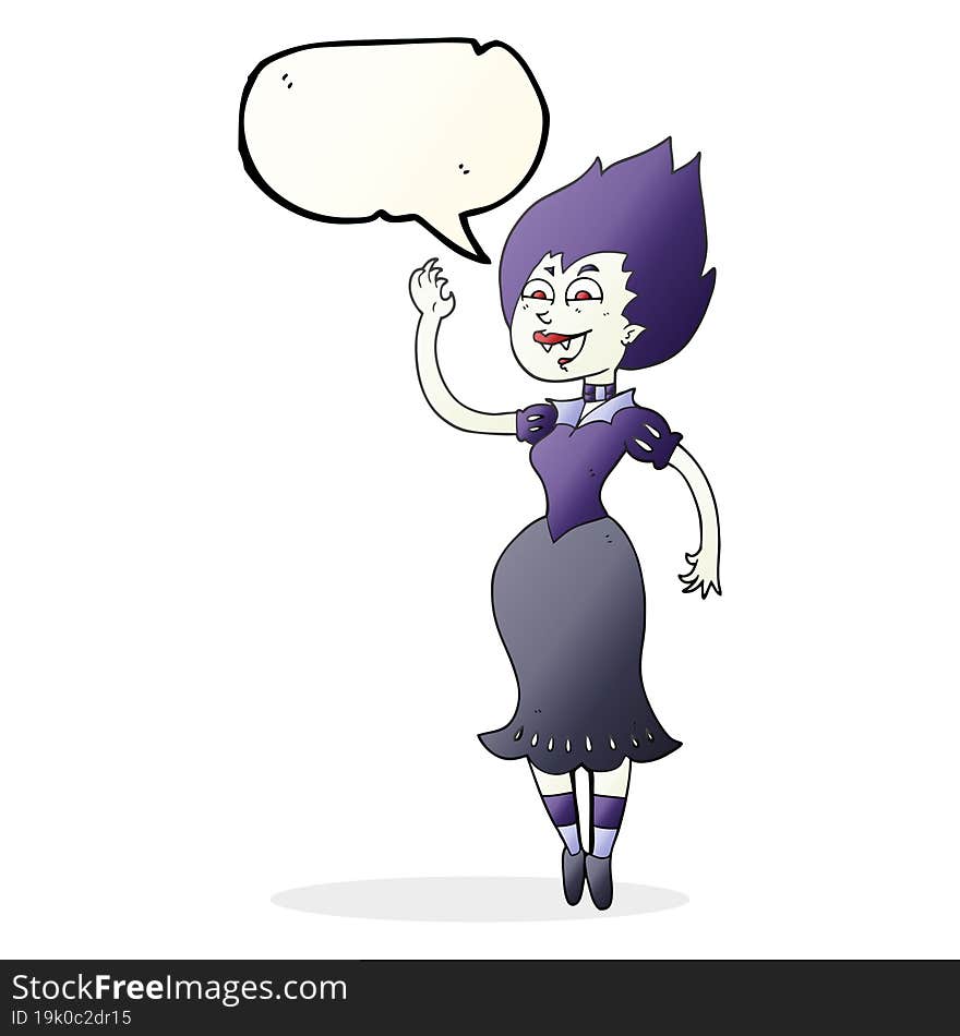 freehand drawn speech bubble cartoon vampire girl