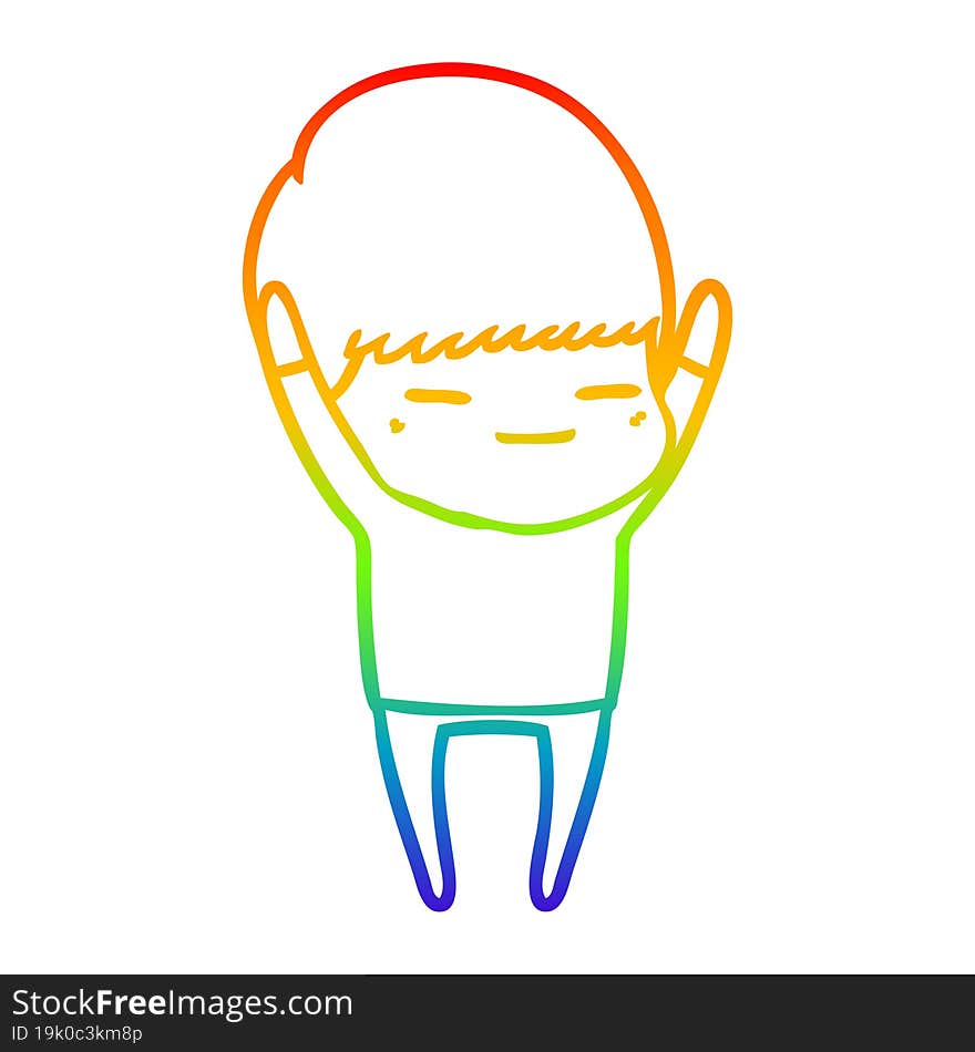 rainbow gradient line drawing cartoon smug boy