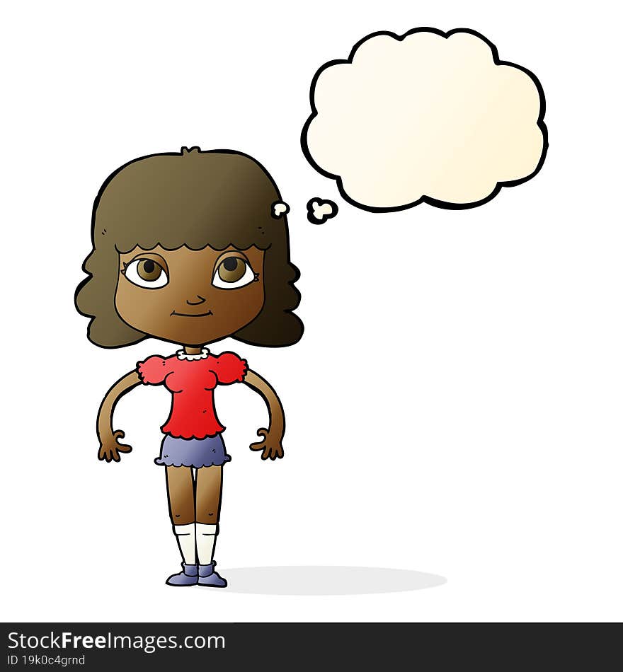 cartoon girl with thought bubble