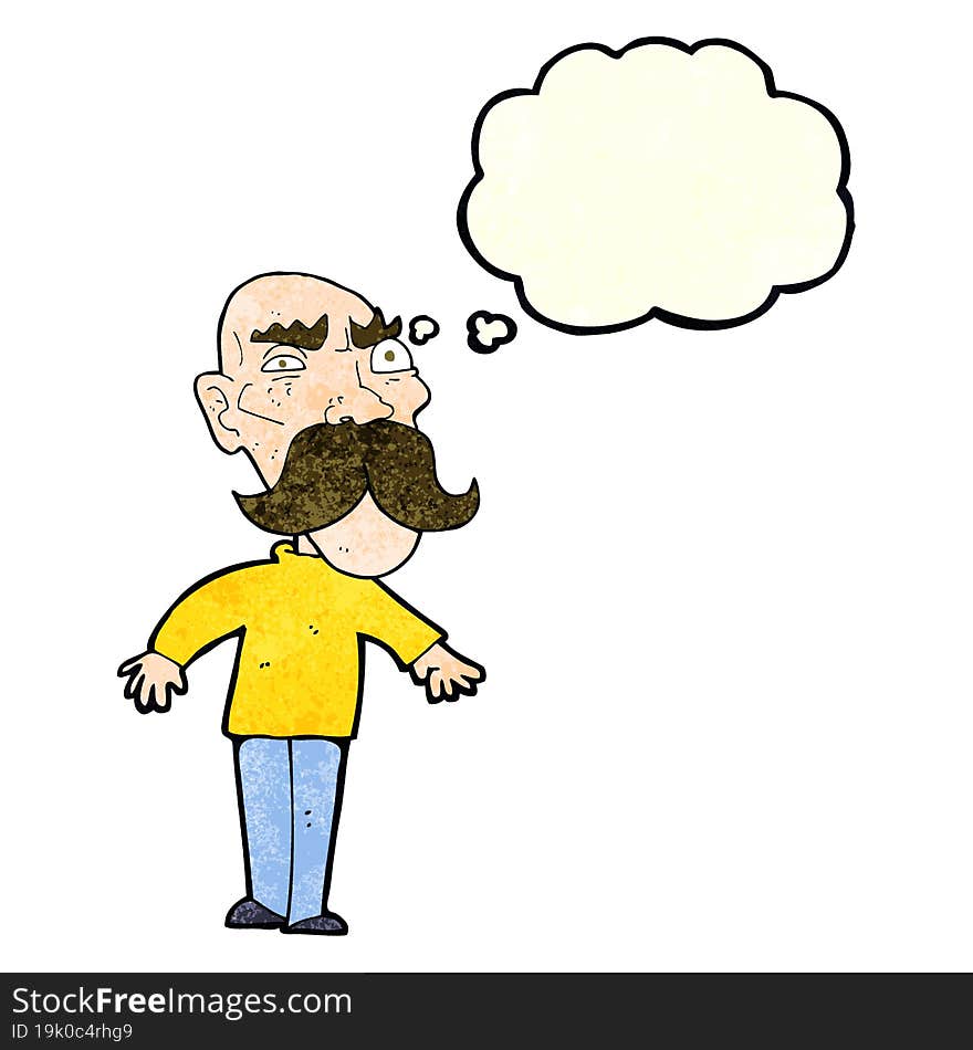 cartoon angry old man with thought bubble