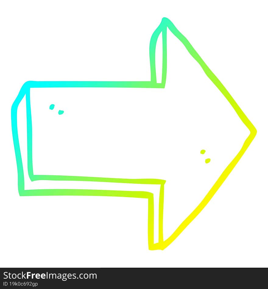 cold gradient line drawing cartoon pointing arrow