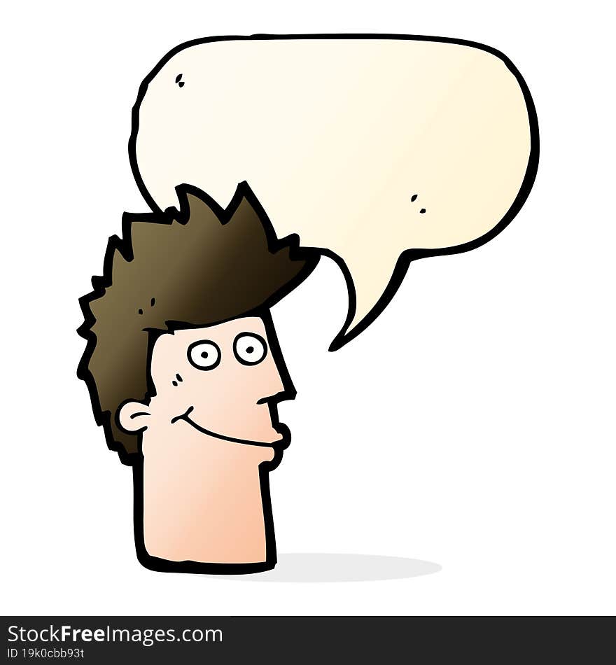 cartoon happy man with speech bubble