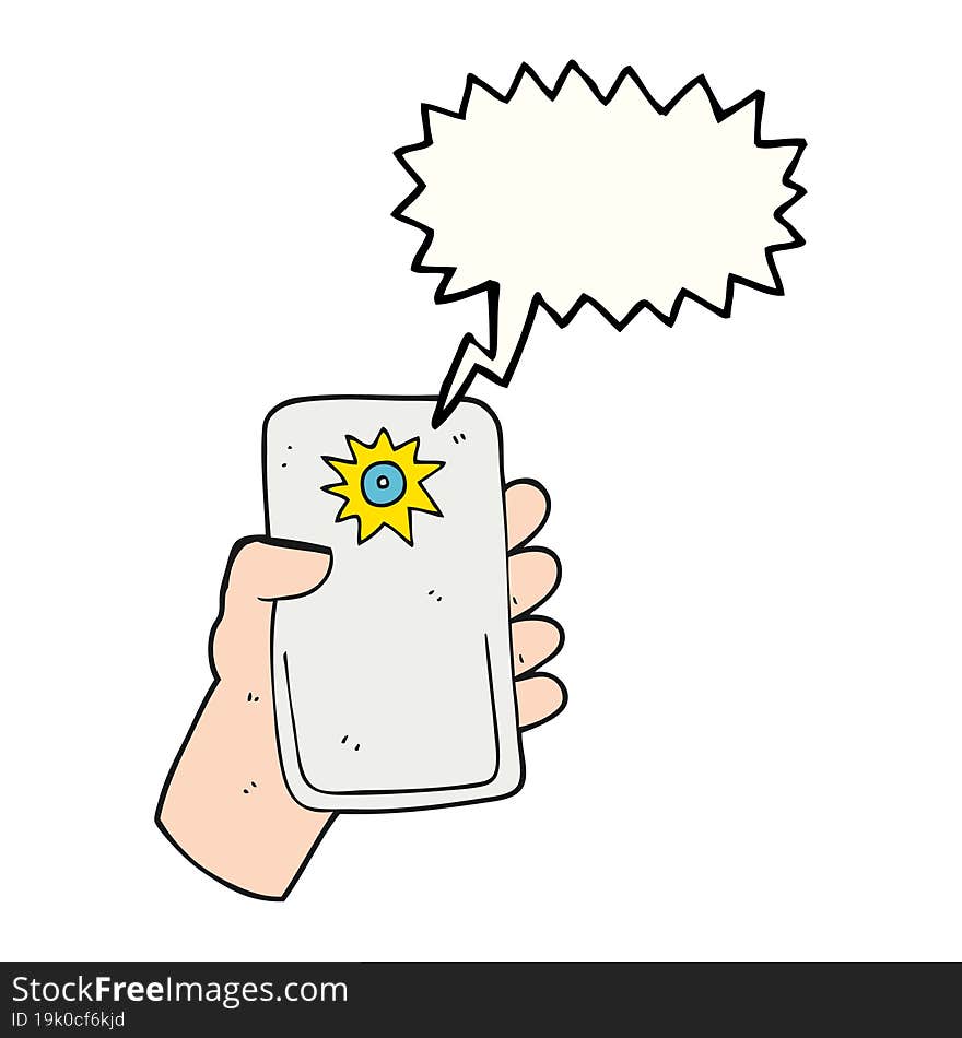 freehand drawn speech bubble cartoon camera taking photo