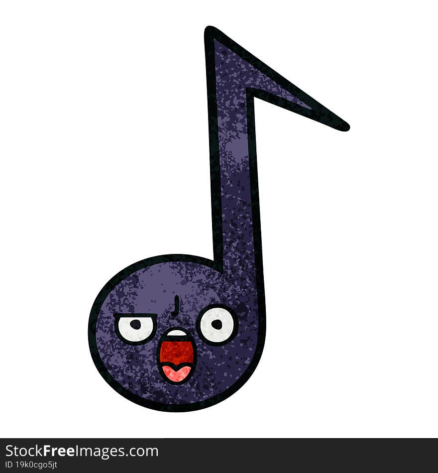 retro grunge texture cartoon of a musical note