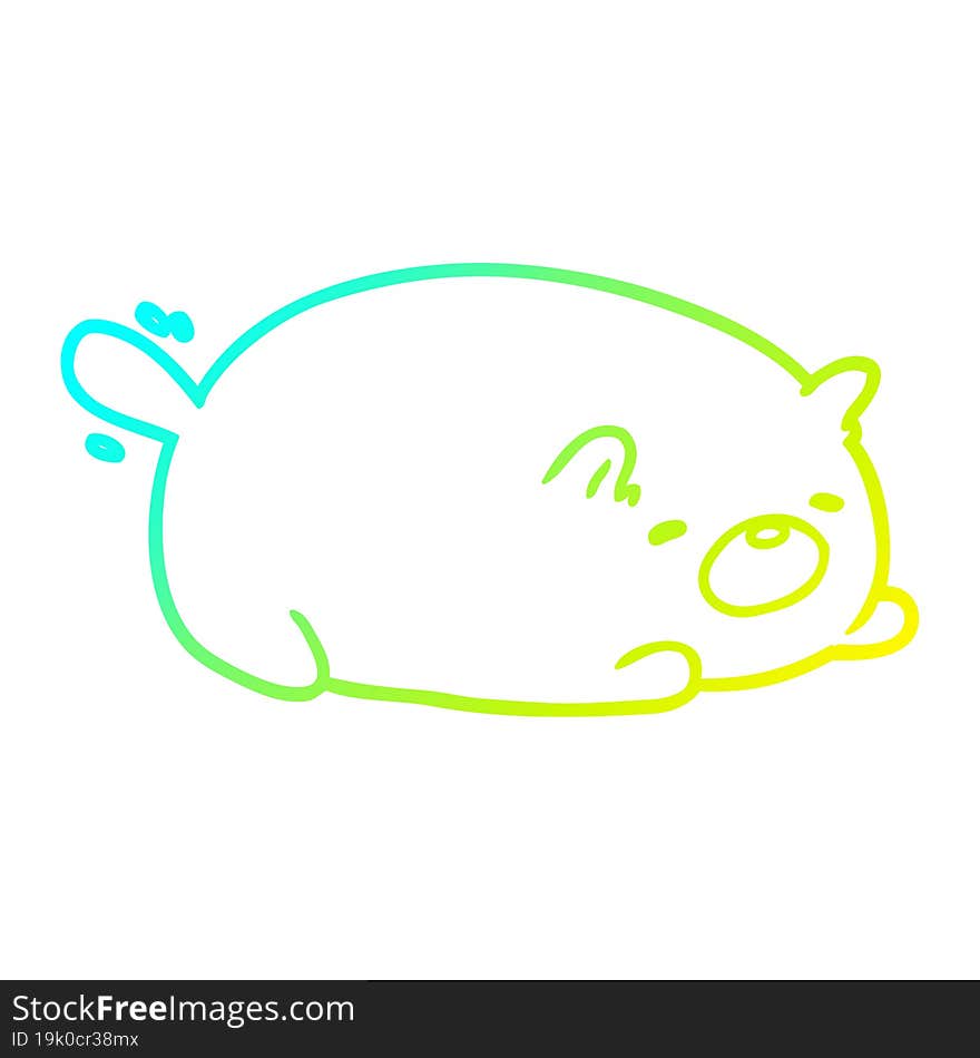 cold gradient line drawing of a cute cat