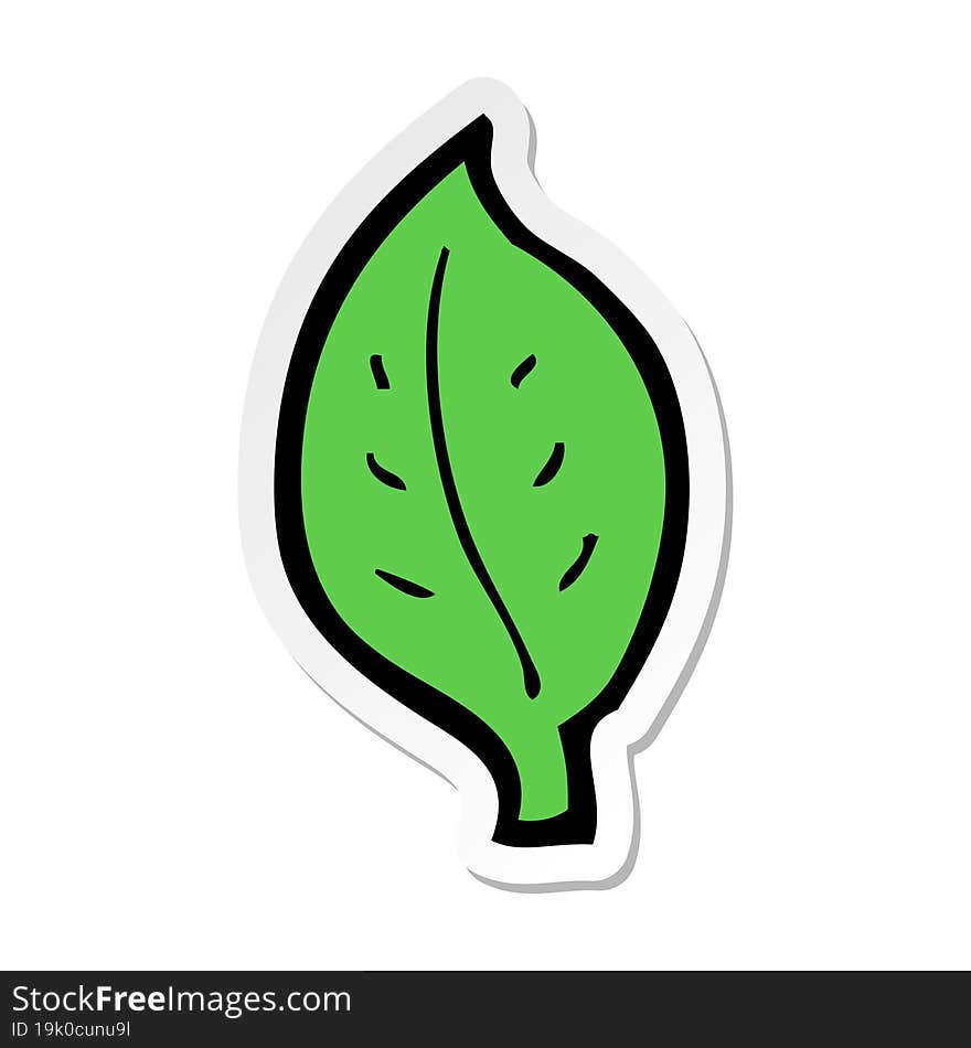 Sticker Of A Cartoon Leaf