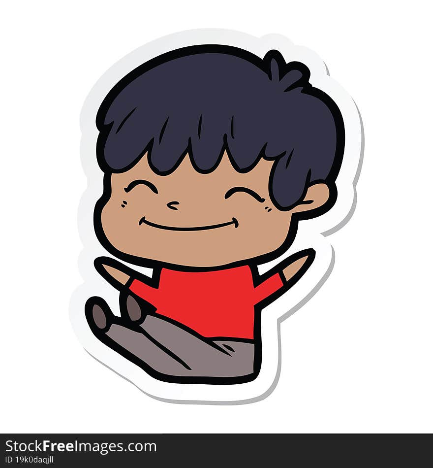 sticker of a cartoon happy boy