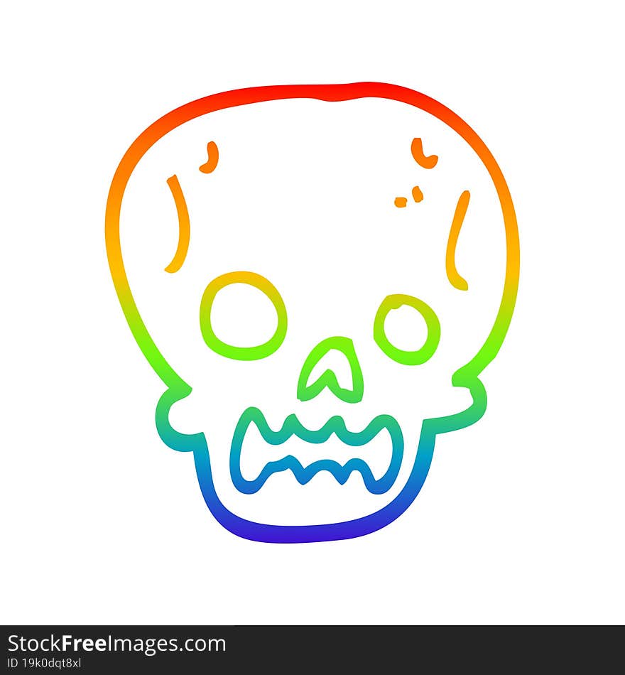 rainbow gradient line drawing cartoon halloween skull