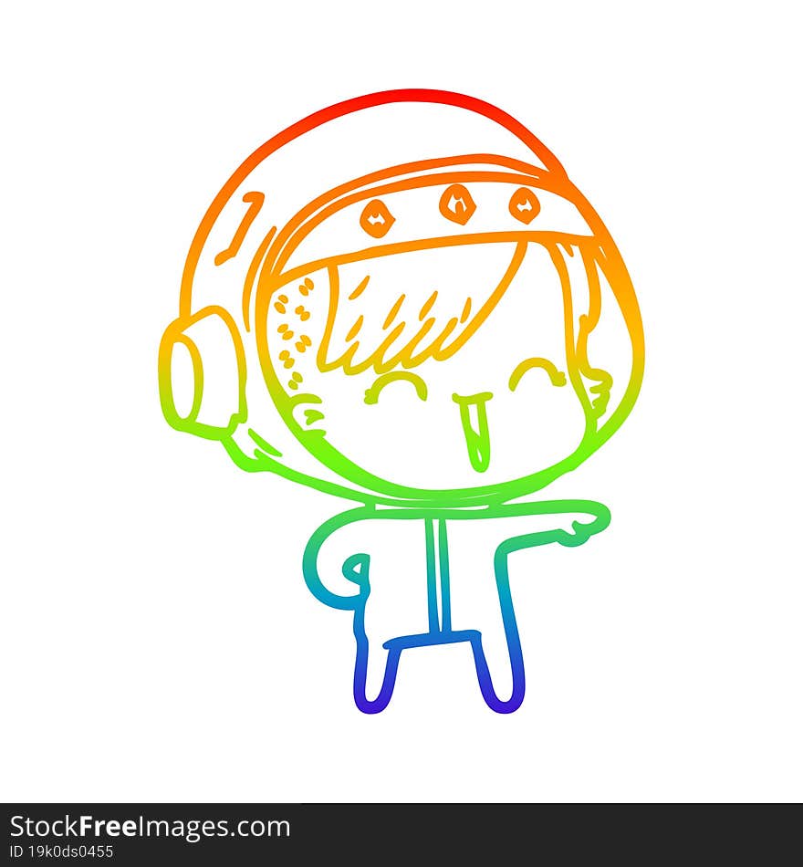 rainbow gradient line drawing happy cartoon space girl