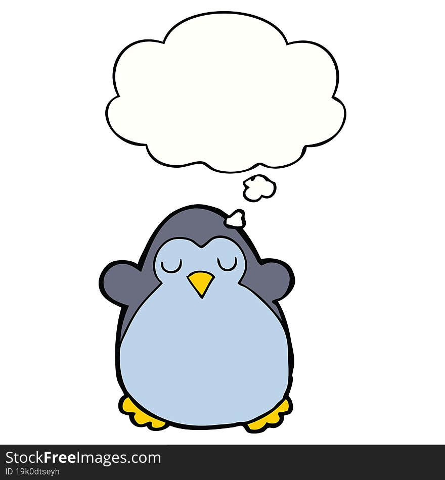 cartoon penguin with thought bubble. cartoon penguin with thought bubble