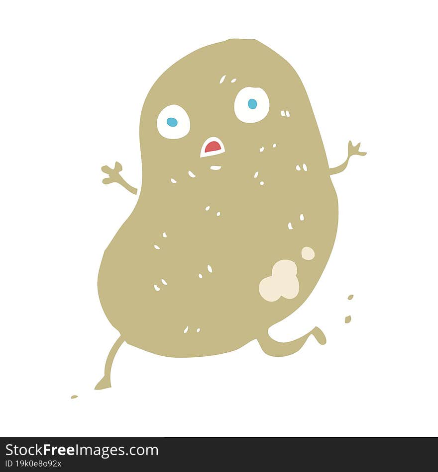 flat color illustration of a cartoon potato running