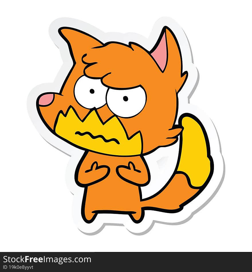 sticker of a cartoon annoyed fox