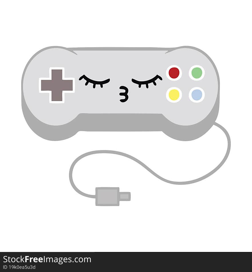 flat color retro cartoon game controller