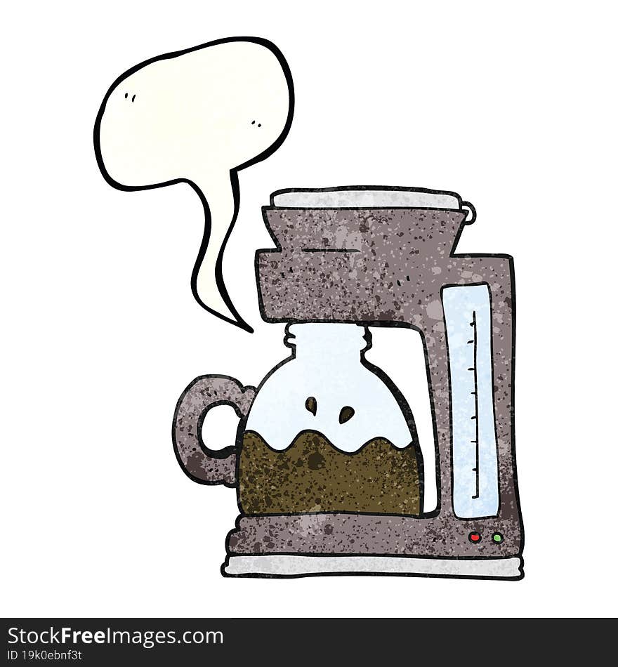 speech bubble textured cartoon coffee filter machine