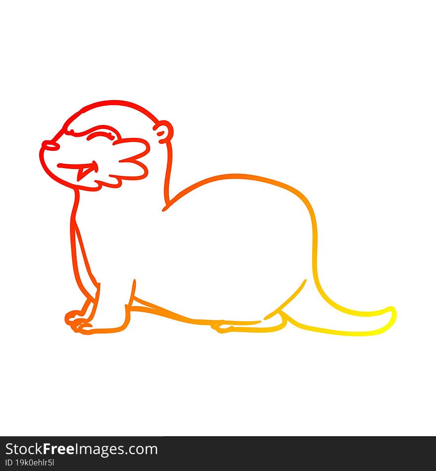 warm gradient line drawing of a laughing otter cartoon