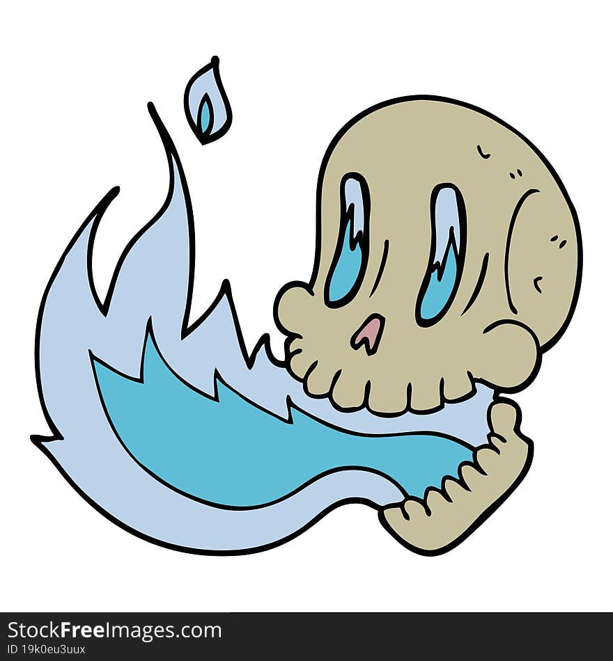 Cartoon Doodle Flaming Skull