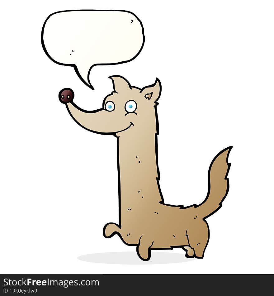 cartoon happy dog with speech bubble