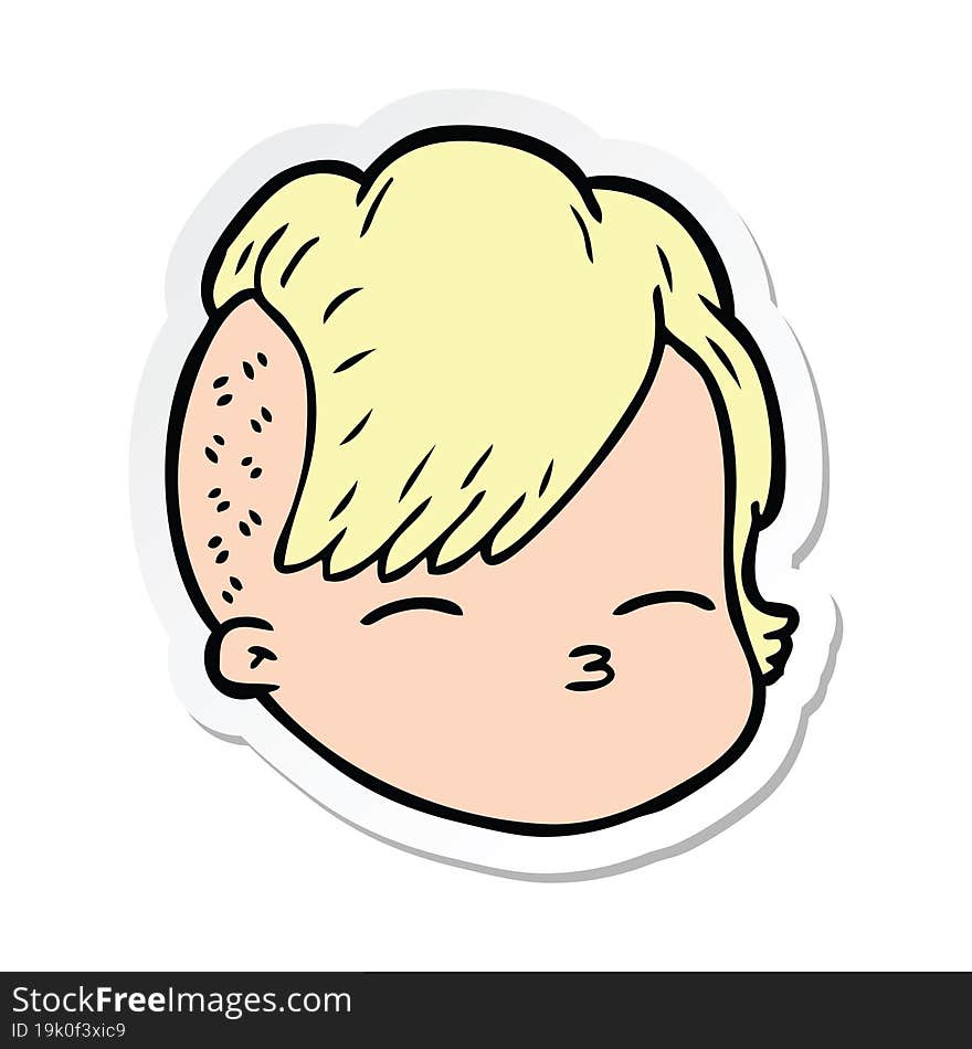 Sticker Of A Cartoon Female Face