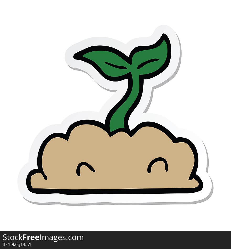 sticker of a cartoon growing seedling