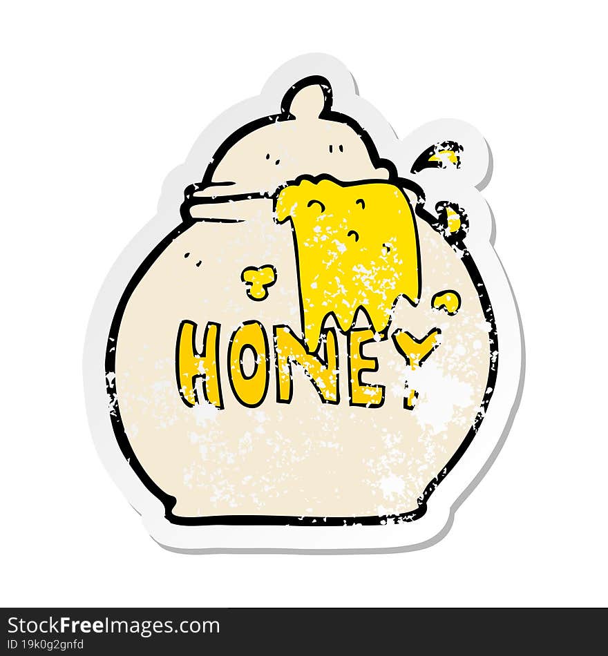 retro distressed sticker of a cartoon honey pot